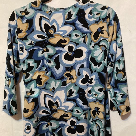 3/4" Sleeve Wrap Style with Tropical Sarong Front Ruching with built in camisole - Picture 2 of 15